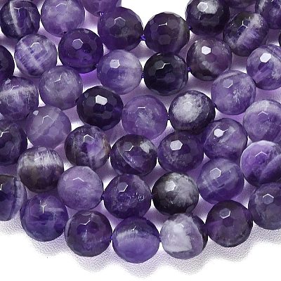 Natural Chevron Amethyst Beads Strands G-B165-A09-8mm-1
