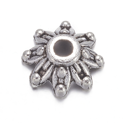 Flower Tibetan Silver Bead Caps X-A475-1