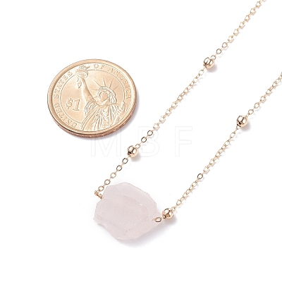 Natural Rose Quartz Raw Stone Pendant Necklace for Women NJEW-JN03781-04-1