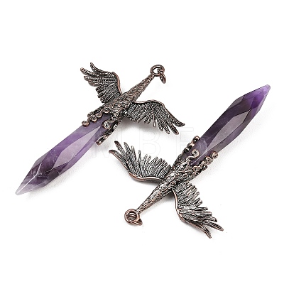 Natural Amethyst Faceted Pointed Bullet Shaped Big Pendants G-T145-01R-06-1