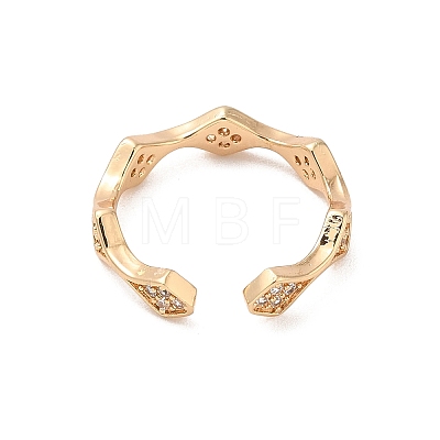 Brass Micro Pave Cubic Zirconia Open Cuff Rings RJEW-R146-02KCG-1