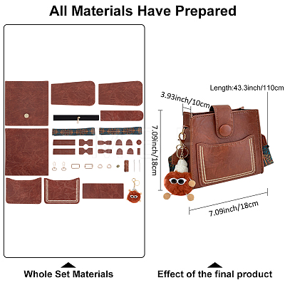 DIY Imitation Leather Women's Shoulder Bag Making Kit with Magnetic Closure & Fluffy Ball Charm DIY-WH0570-01B-1