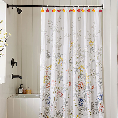 12Pcs Leaf Resin Shower Curtain Hook AJEW-SP0006-01B-1