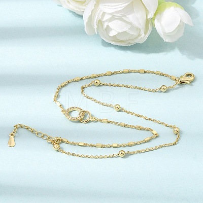 Brass Ring Link 2-Strand Bracelets KK-CBA103C-01G-1