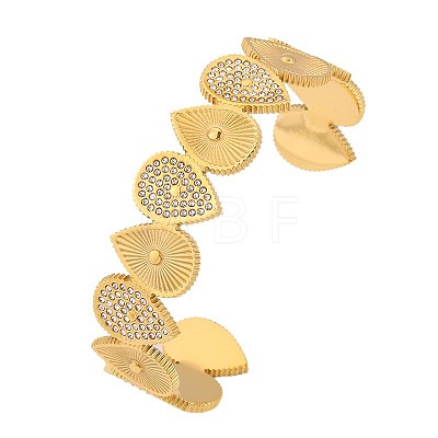 304 Stainless Steel & Crystal Rhinestone Cuff Bangles WG37505-01-1