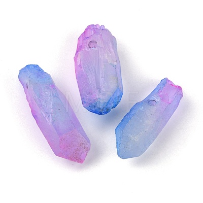 3Pcs Electroplate Natural Quartz Crystal Beads Strands G-FS0001-52-1