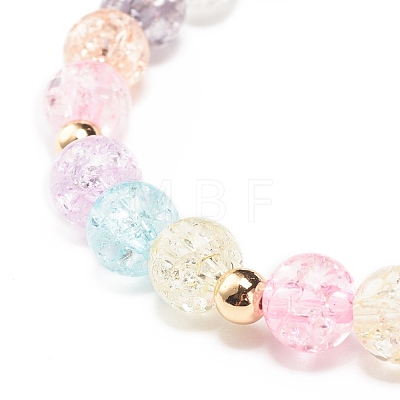 Candy Color Round Beaded Stretch Bracelet with Heart Star Flower Charm for Women BJEW-JB07636-05-1