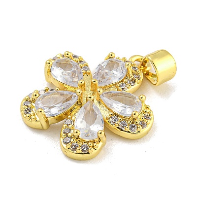 Rack Plating Brass Micro Pave Cubic Zirconia Pendants KK-G513-93G-1