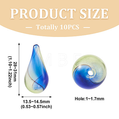 10Pcs Handmade Lampwork Beads LAMP-TADJ0001-11-1