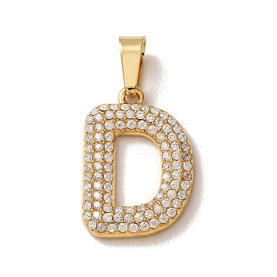 304 Stainless Steel Micro Pave Clear Cubic Zirconia Pendants CU-CBA703A-05G-D-1