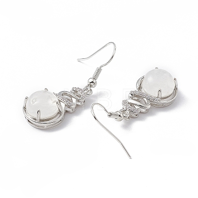 Natural Quartz Crystal Gourd Dangle Earrings with Crystal Rhinestone EJEW-A092-04P-22-1
