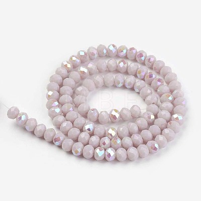 Electroplate Opaque Solid Color Glass Beads Strands X-EGLA-A034-P6mm-L08-1