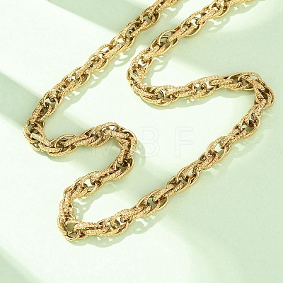 7MM 304 Stainless Steel Textured Rope Chain Necklaces with OT Clasps for Men Women NJEW-P355-01A-G-1