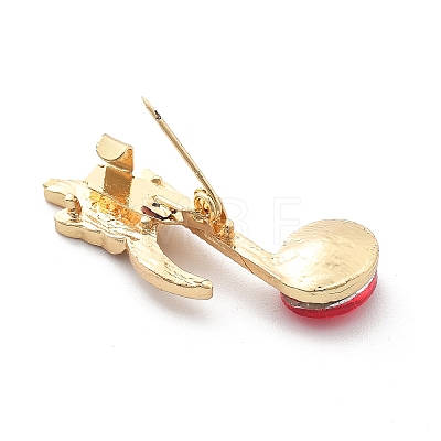 Musical Note Rhinestone Brooch Pins JEWB-A031-02G-01-1