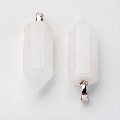 Brass Natural Quartz Crystal Pendants G-O160-03J-1