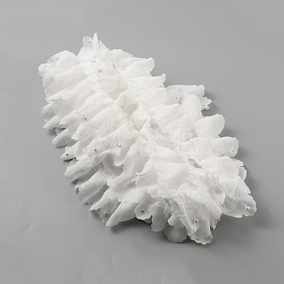 Polyester Organza Ruffled Pleated Lace Fabric Trim OCOR-WH0046-23-1