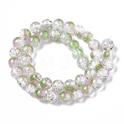 Transparent Spray Painted Crackle Glass Bead Strands GLAA-N035-03D-A01-1