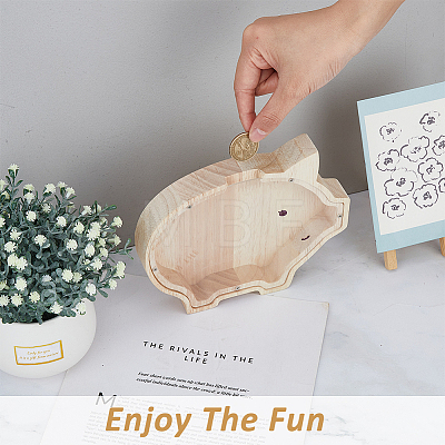 Pig Wood Money Banks for Kids AJEW-WH0314-430-1