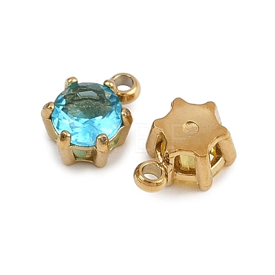 12Pcs 304 Stainless Steel with Cubic Zirconia Charms STAS-G359-03G-1