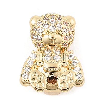 Brass Micro Pave Cubic Zirconia Slide Charms ZIRC-I068-13G-1