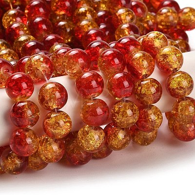 Spray Painted Crackle Glass Beads Strands CCG-Q002-10mm-10-1