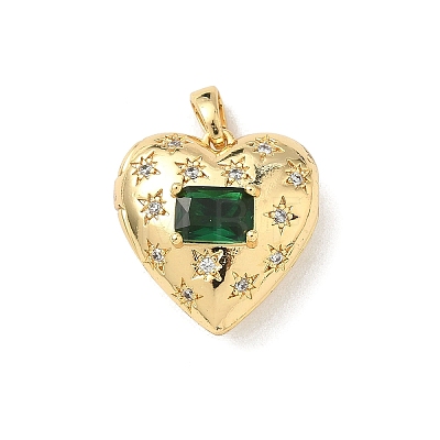 Brass Micro Pave Cubic Zirconia Locket Pendants LS-KK-F905-05G-03-1
