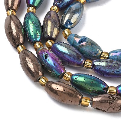 Electroplated Natural Druzy Geode Crystal Beads Strands G-G459-03A-1