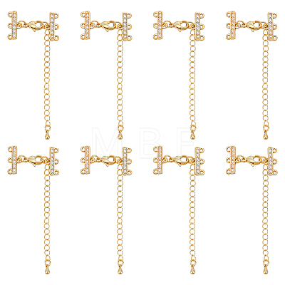 8Pcs Brass Micro Pave Clear Cubic Zirconia Slide Lock Clasps HJEW-UN00140-1