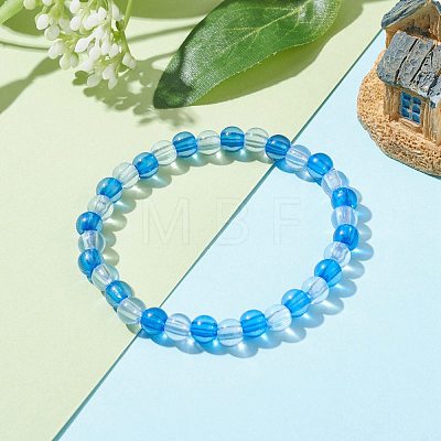 Transparent Acrylic Round Beads Stretch Bracelets for Kids BJEW-JB06505-1