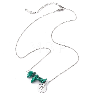 Natural Malachite Chip & Constellation Pendant Necklaces NJEW-JN05084-08-1