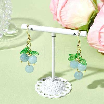 Dyed Natural Quartz Grapes Dangle Earrings EJEW-JE05689-03-1