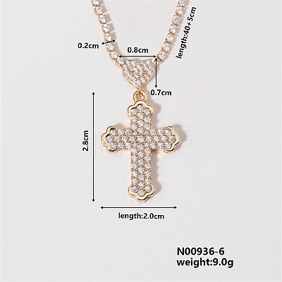 Chic Cross Necklace with Shiny Diamonds and Virgin Mary Pendant WL1506-6-1