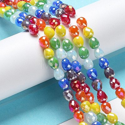 Electroplated Glass Beads Strands GLAA-B013-01F-1