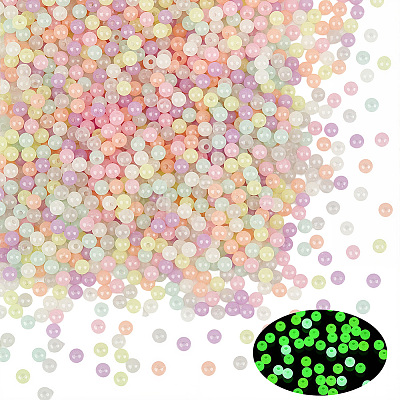 1500Pcs Opaque Luminous Acrylic Beads OACR-PA0001-99-1