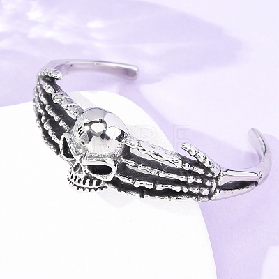 316 Surgical Stainless Steel Cuff Bangles BJEW-C142-01E-AS-1