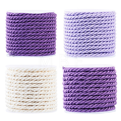 4 Rolls 4 Colors Round Polyester Cord OCOR-TA0003-88C-1