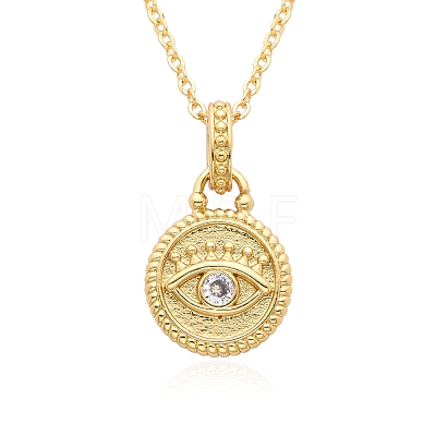 Brass Micro Pave Clear Cubic Zirconia Pendants Necklaces for Women NJEW-B092-01G-1