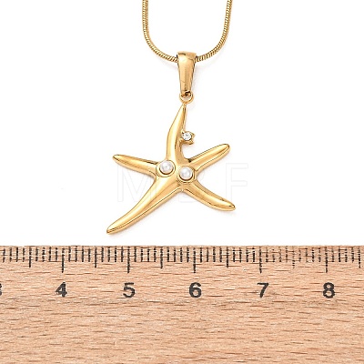 304 Stainless Steel Crystal Rhinestone Pendant Necklaces for Women NJEW-F378-01G-02-1