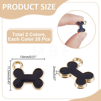 40Pcs 2 Colors Bone Alloy Charms ENAM-AR0001-82-1