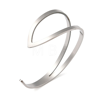 201 Stainless Steel Open Cuff Bangles for Women BJEW-M044-01P-1