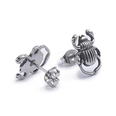 Retro 304 Stainless Steel Stud Earrings EJEW-L248-003AS-1