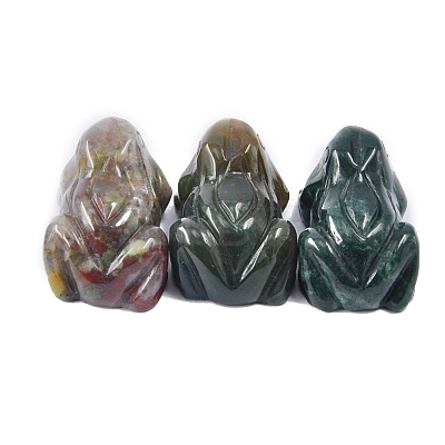 Natural Indian Agate Carved Frog Figurines PW-WG62350-26-1