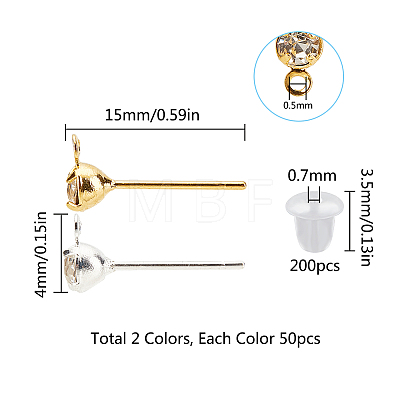 Brass Post Earring Findings KK-SC0001-61-1