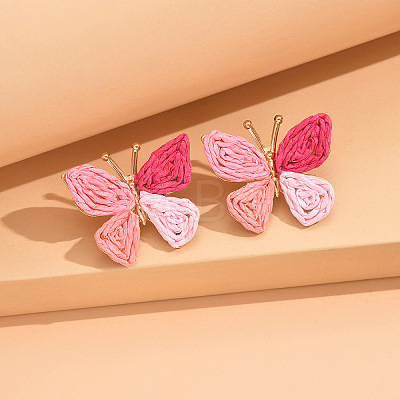 Butterfly Alloy & Raffia Stud Earrings FS-WG27EBF-06-1