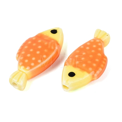 Hand Painted Fish Shaped Porcelain Beads PORC-N013-06D-1