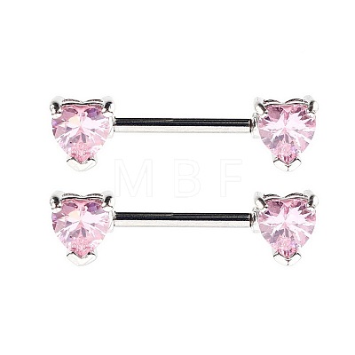 Heart Alloy Cubic Zirconia Nipple Barbell Rings WG1BFA6-03-1