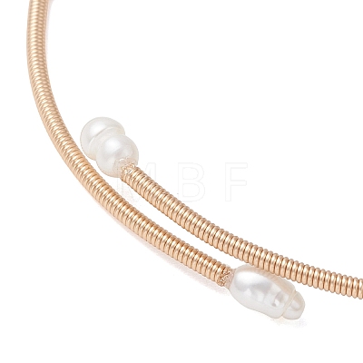 Copper Wired Pearl Cuff Bangles for Women BJEW-JB13438-1