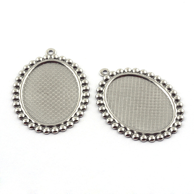 Tarnish Resistant Pendant Cabochon Settings LS-X-STAS-Q194-16-1