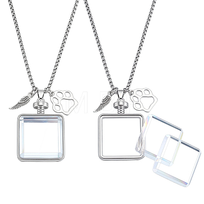 2Pcs Stainless Steel Chain Necklaces NJEW-DR00047-1