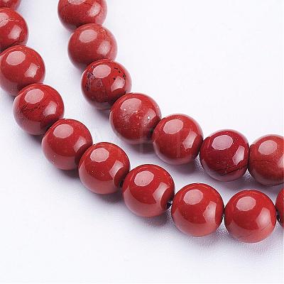 Grade AB+ Natural Red Jasper Round Beads Strands GSR6mmC011-1